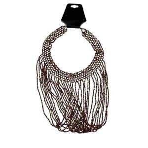 Boho Luxe Fringe Beaded Necklace Tribal Statement Y2K Festival Bold